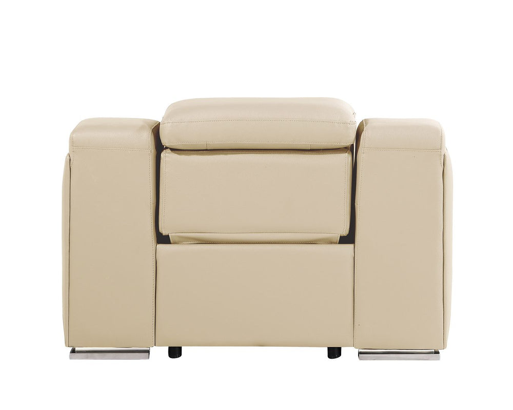DivanItalia 1116 Top Grain Italian Leather Power Reclining Chair with Power Headrests - Beige