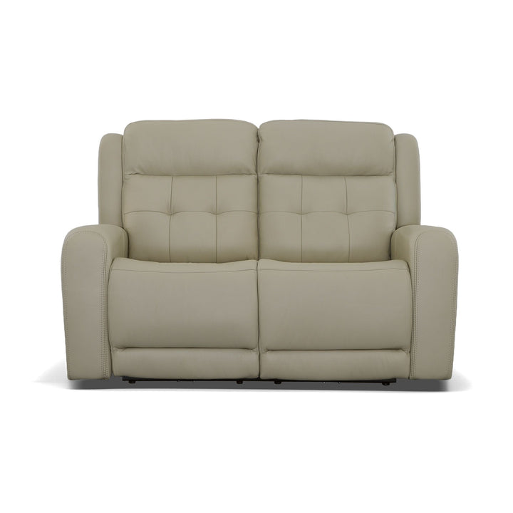 Grant Leather Power Reclining Loveseat with Power Headrests in Ivory