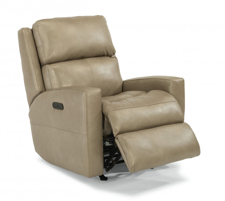 Catalina Leather Power Recliner, Power Headrest Beige