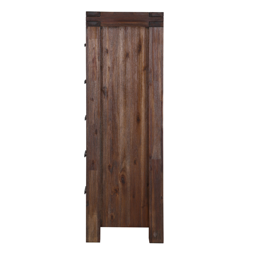 Modus Furniture 3F4184A Meadow Five Drawer Solid Wood Chest In Brick Brown 2024