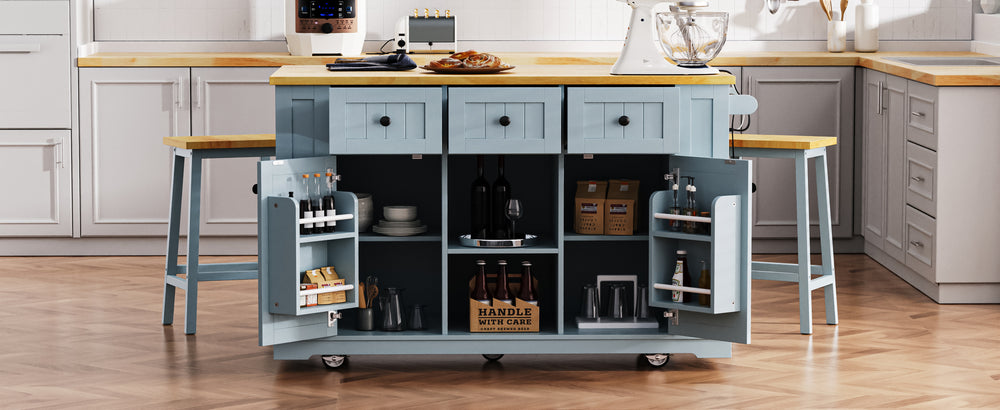 53-inch-blue-kitchen-island-cart-with-drop-leaf-and-power-outlet