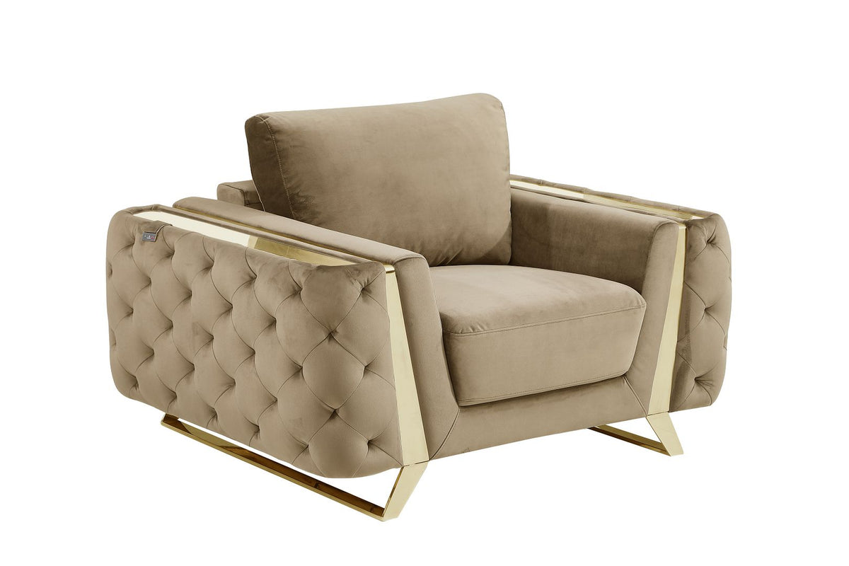 DivanItalia 1051 Chair in Velvet Fabric - Cream