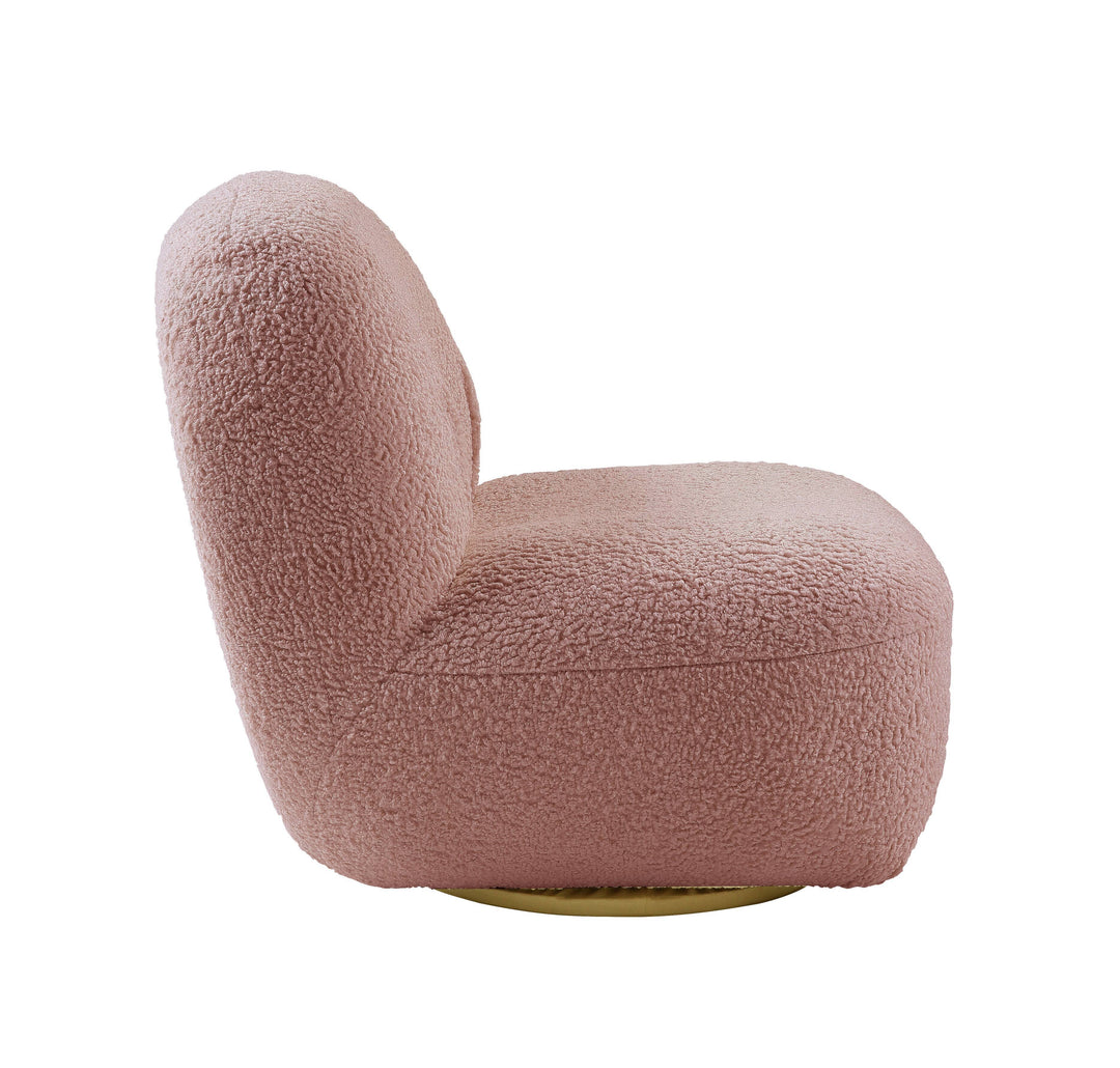 Yedaid - Sherpa Accent Chair With Swivel - Pink