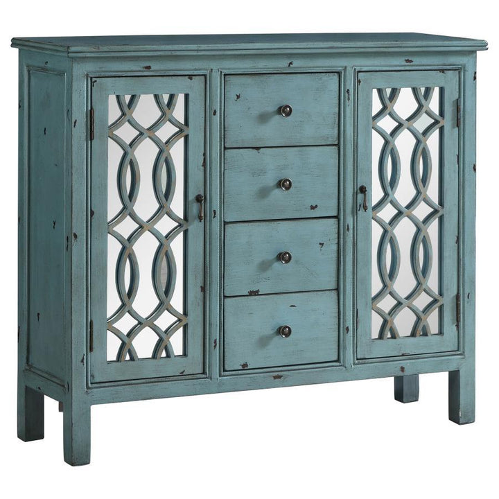 Coaster Furniture Rue - 4-Drawer Wood Trellis Accent Storage Cabinet - Blue