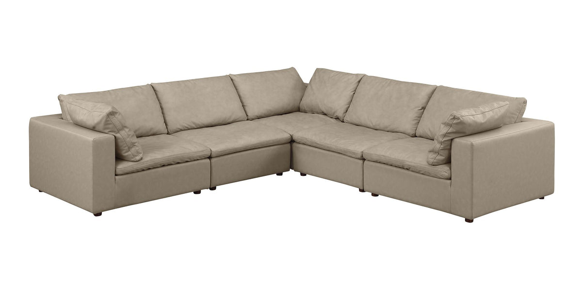 DivanItalia 1100 5-Piece L-Shaped Sectional – Top-Grain Italian Leather - Beige