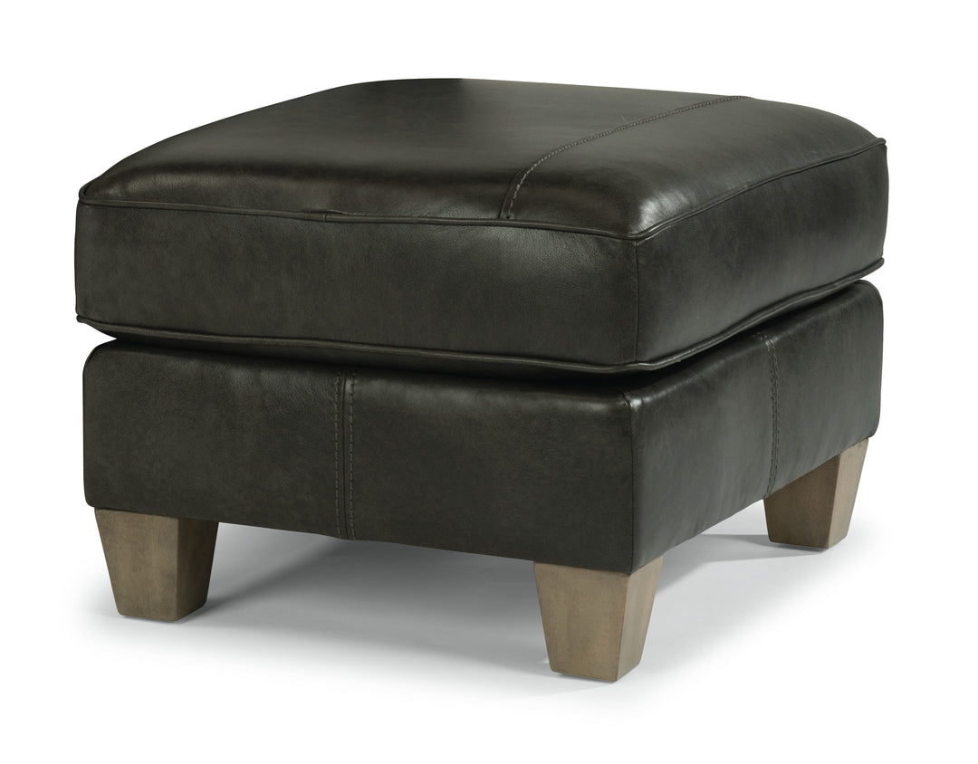 Dana  Leather Ottoman  Black