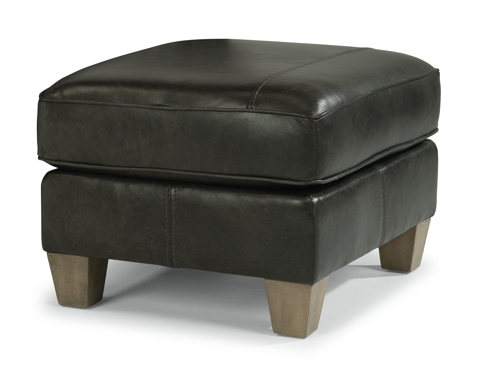 Dana  Leather Ottoman  Black