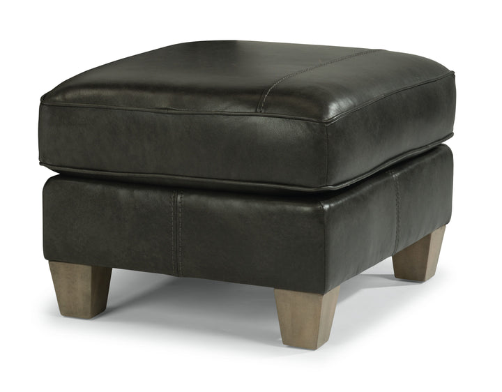 Dana  Leather Ottoman  Black