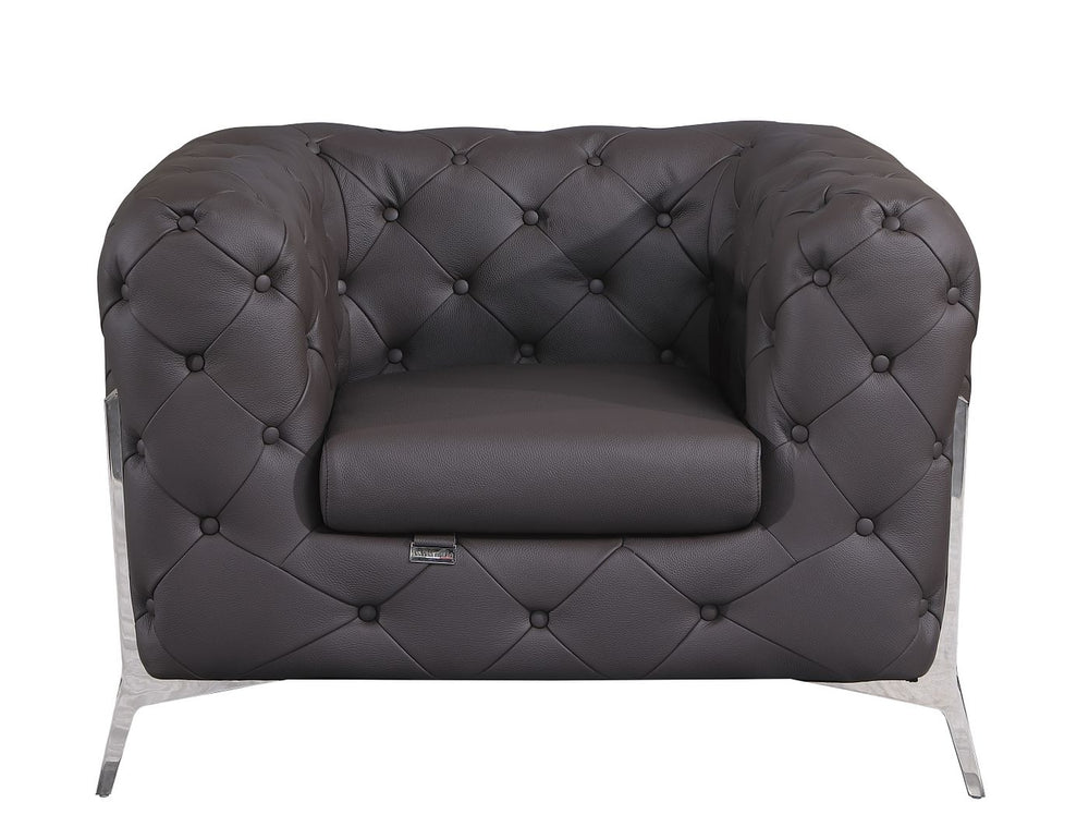DivanItalia 970 Chair in Top-Grain Italian Leather - Brown