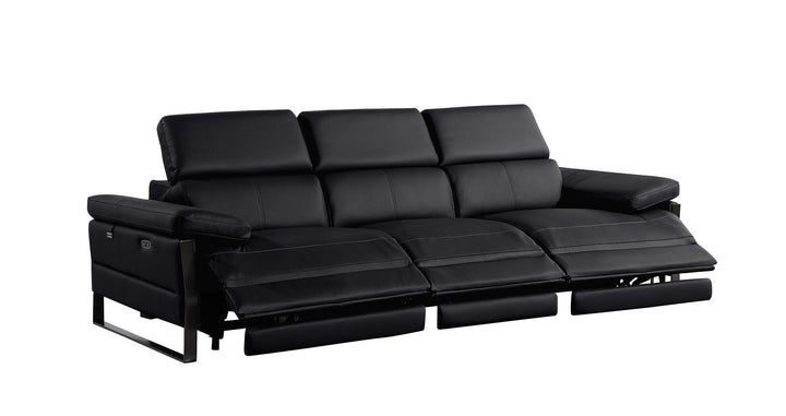 DivanItalia 1246 Modular Power Triple Reclining Sofa with Power Reclining Headrests – Top Grain Italian Leather - Black
