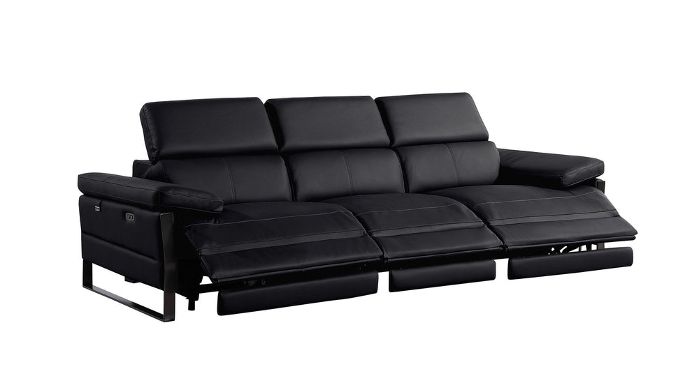 DivanItalia 1246 Modular Power Triple Reclining Sofa with Power Reclining Headrests – Top Grain Italian Leather - Black