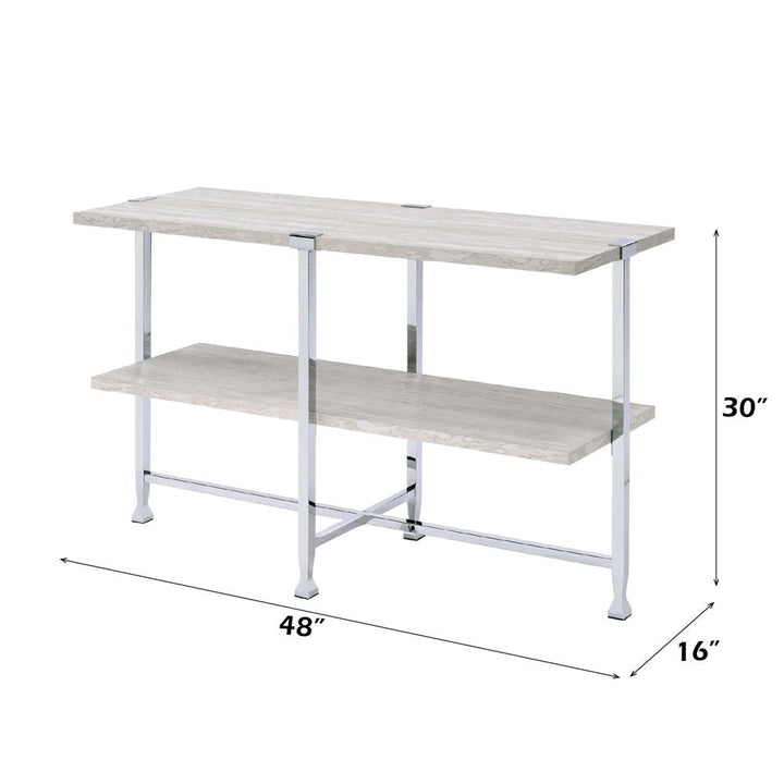 Brecon - Sofa Table - White Oak & Chrome
