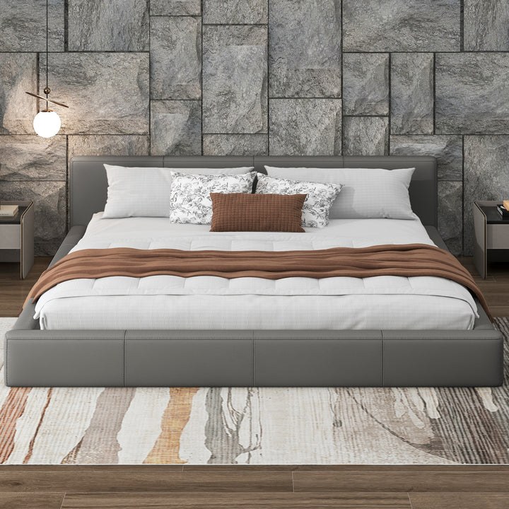 Stylish Gray Upholstered Bed - King Size