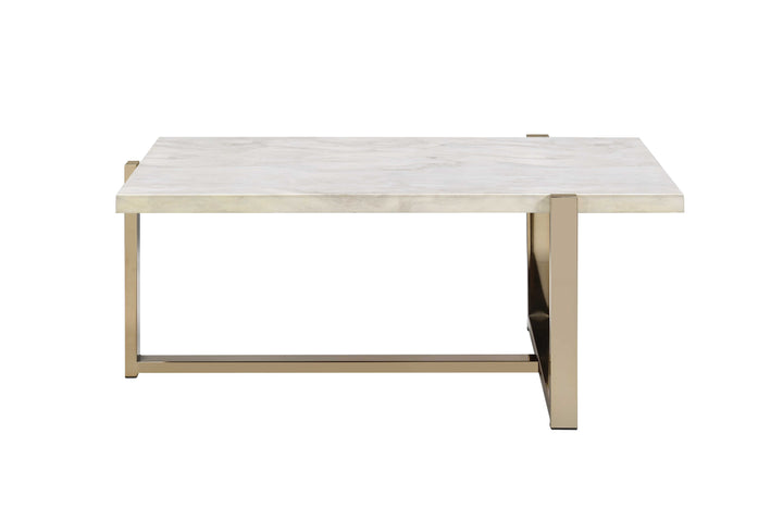 Feit - Faux Marble Top Coffee Table - White Marble