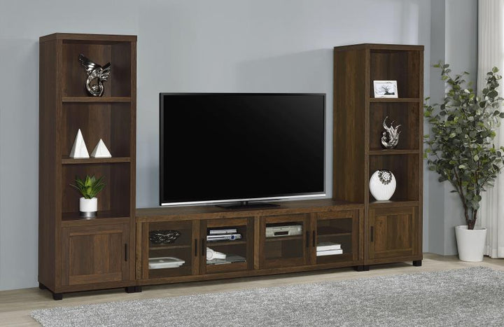 Sachin - 3-Shelf Engineered Wood Media Tower - Dark Pine