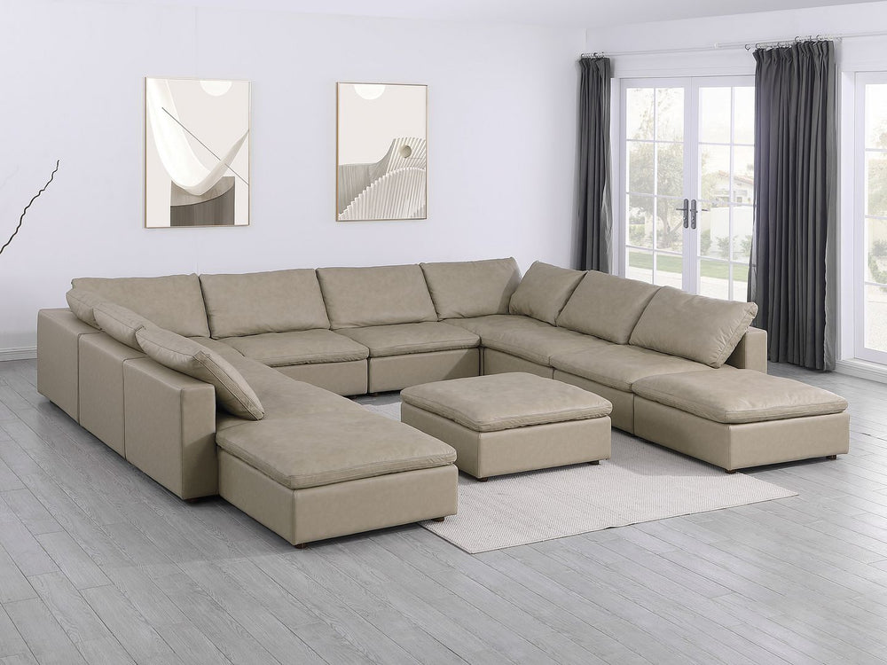 DivanItalia 1100 Top-Grain Italian Leather 11-Piece Sectional with Chaise - Beige