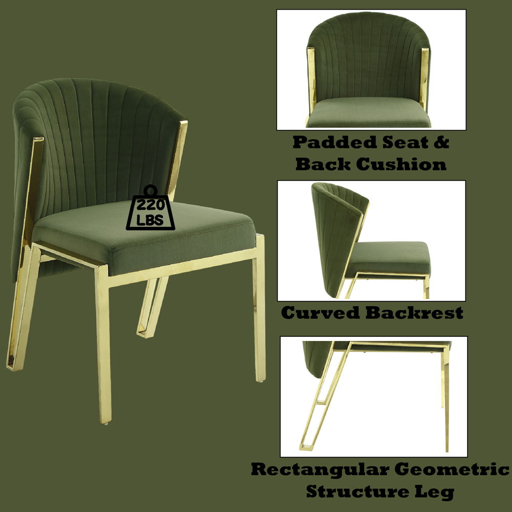 Fallon - Side Chair Set of 2) - Green Velvet & Mirrored Gold