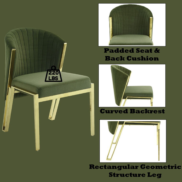 Fallon - Side Chair Set of 2) - Green Velvet & Mirrored Gold