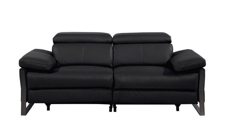 DivanItalia 1246 Top Grain Italian Leather Loveseat with Power Headrest - Black