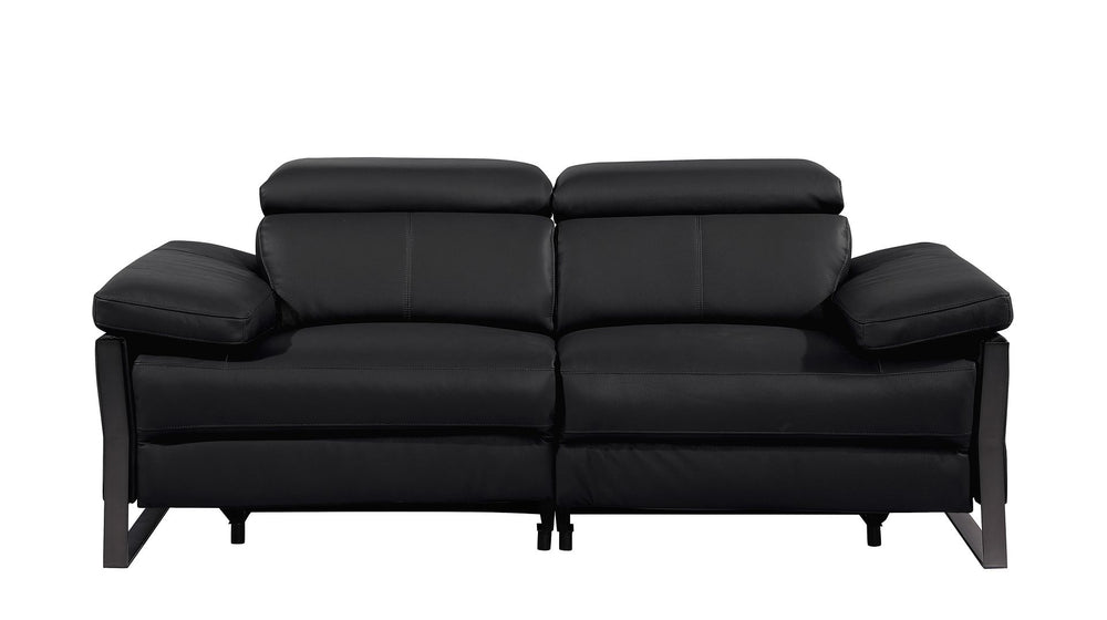 DivanItalia 1246 Top Grain Italian Leather Loveseat with Power Headrest - Black
