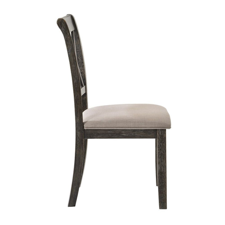 Claudia II - Side Chair Set of 2) - Beige Fabric & Weathered Gray