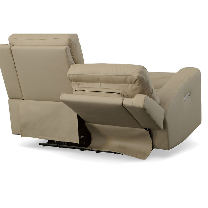 Jarvis Leather Power Reclining Loveseat with Power Headrests in Parchment