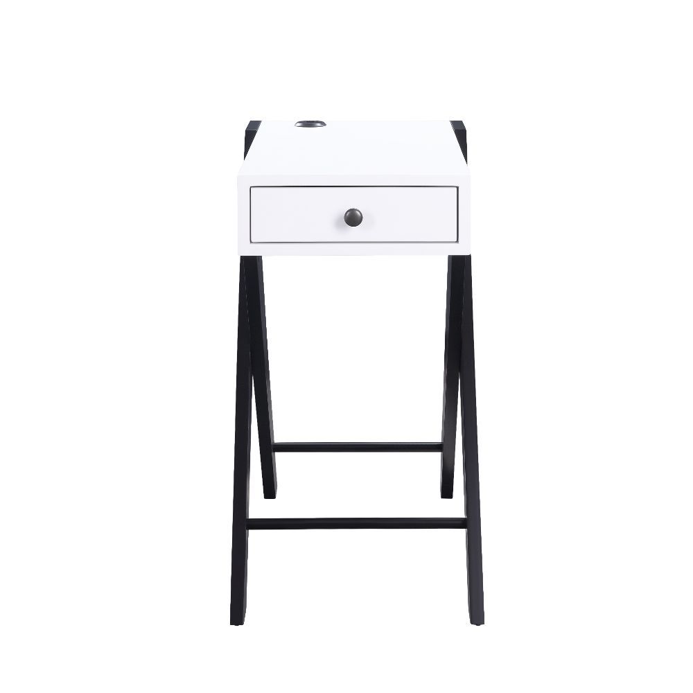 Fierce - Accent Table With USB - White & Black