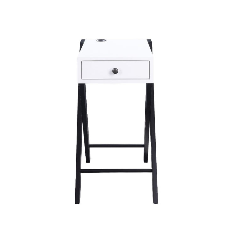 Fierce - Accent Table With USB - White & Black