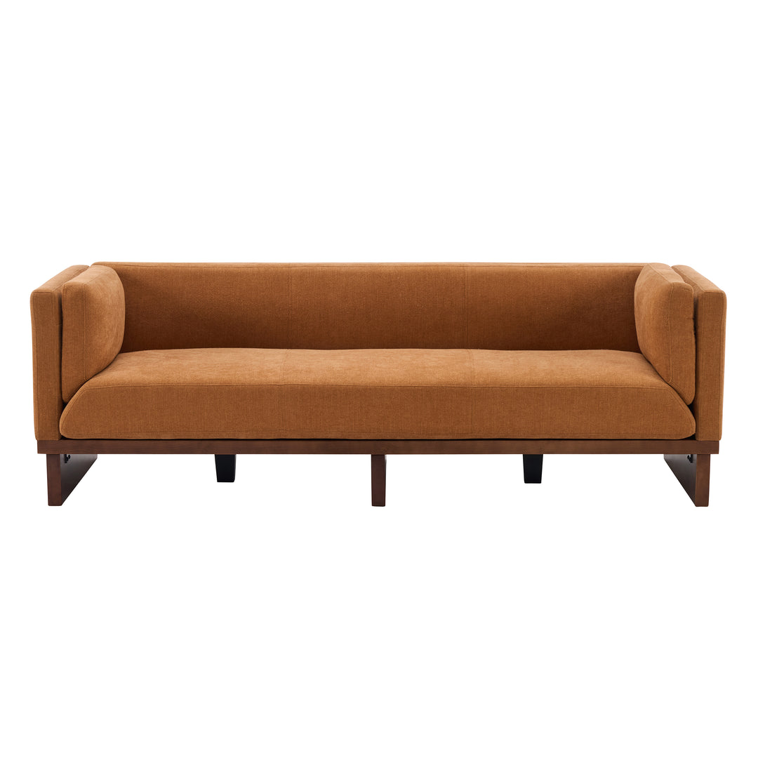 87" Recessed Arm Sofa – Caramel