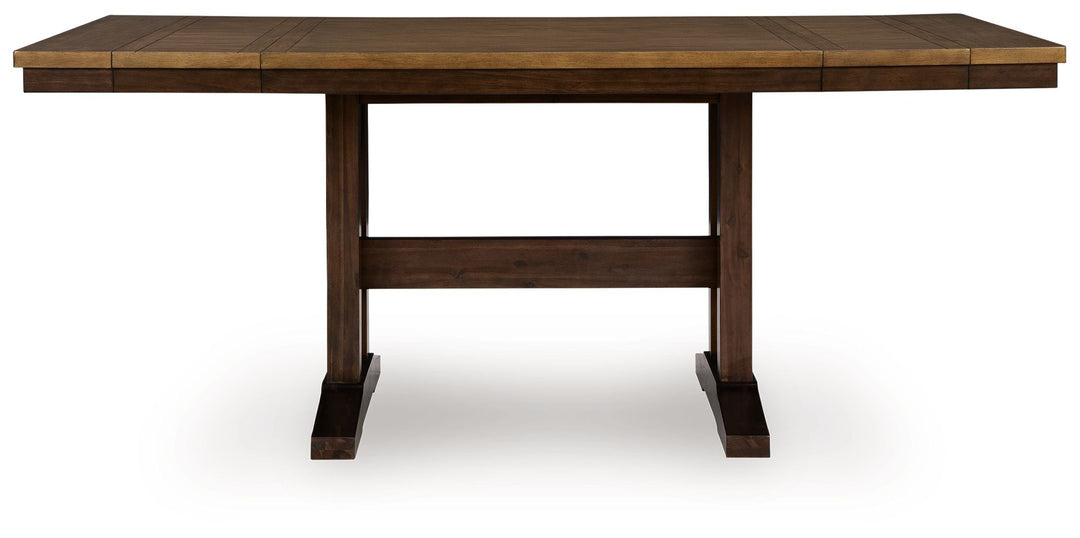 Rylandeen - Rectangular Dining Room Counter Height Extension Table - Light Brown / Dark Brown