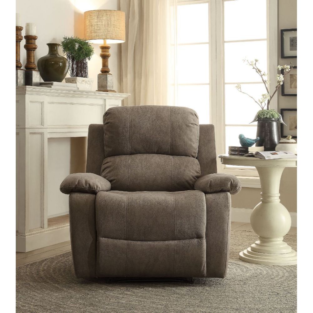 Bina - Motion Recliner - Gray Polished Microfiber