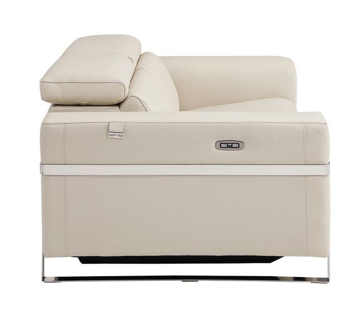 DivanItalia 990 Power Reclining Sofa with Power Headrest in Top-Grain Italian Leather - Beige