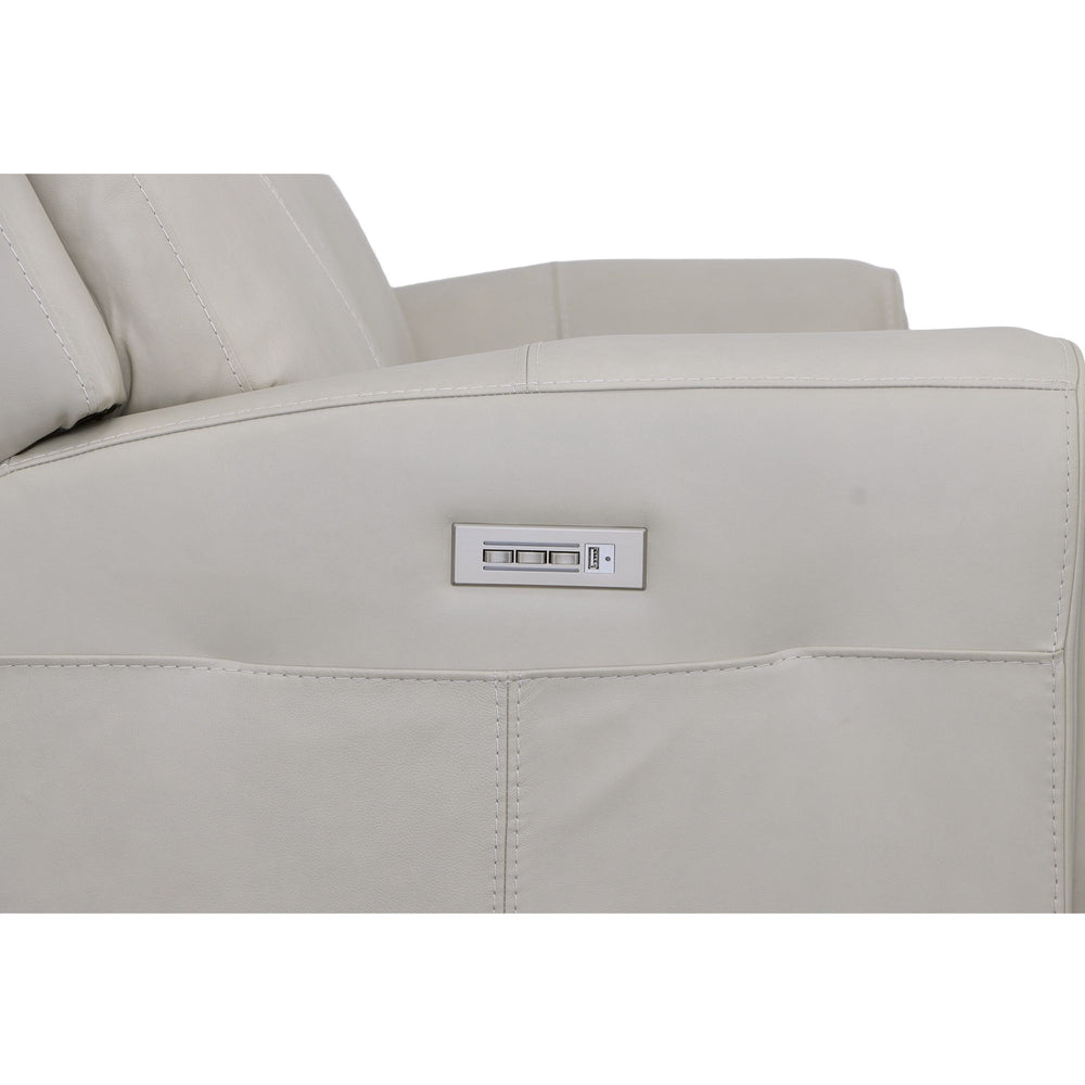 Barnett Leather Power Reclining Sofa with Power Headrests & Lumbar in Gray Matters
