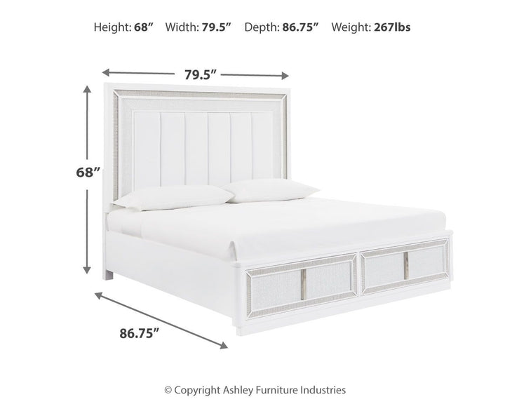 Chalanna - King Upholstered Storage Bed - White by Ashley Furniture product image