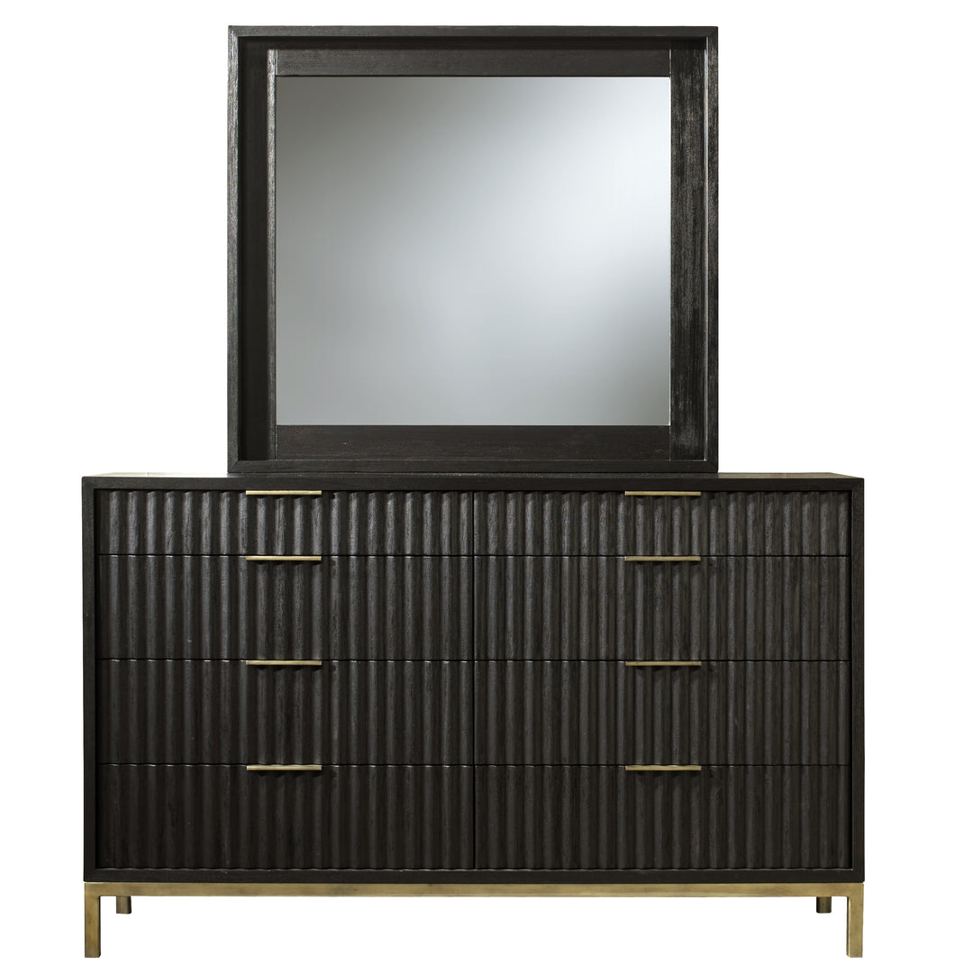 Modus Furniture 8Zu582A Kentifield Solid Wood Eight Drawer Dresser In Black Drifted Oak 2024