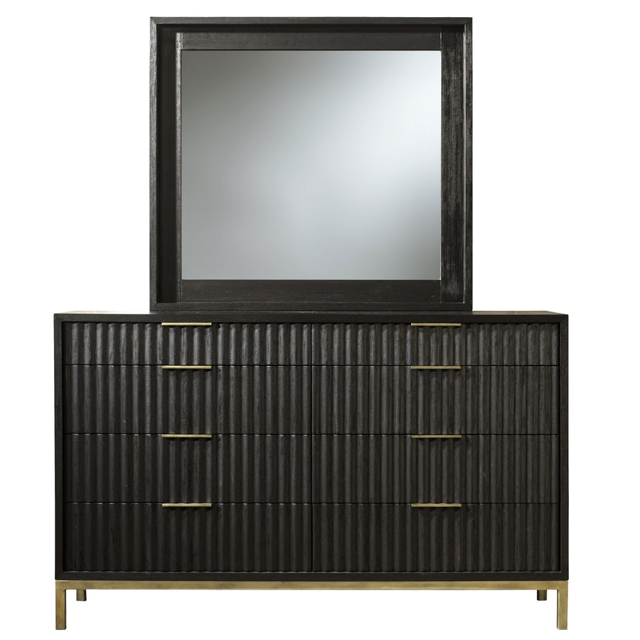 Modus Furniture 8Zu582A Kentifield Solid Wood Eight Drawer Dresser In Black Drifted Oak 2024