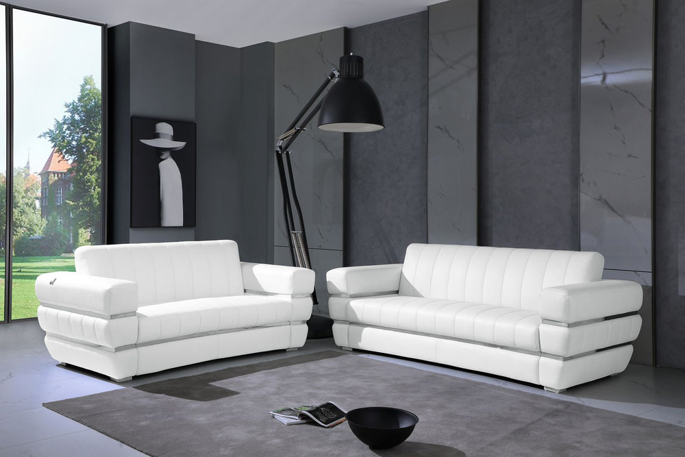 DivanItalia 904 2-Piece Sofa Set in Top-Grain Italian Leather - White
