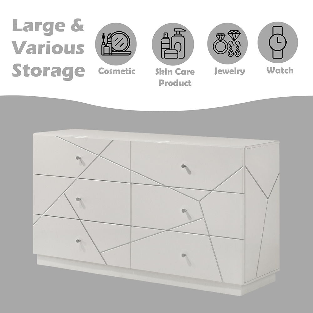 Esther - Dresser - White / Silver