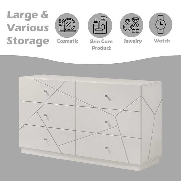 Esther - Dresser - White / Silver