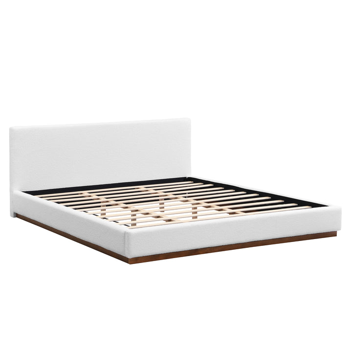 Boucle Upholstered King Bed – White