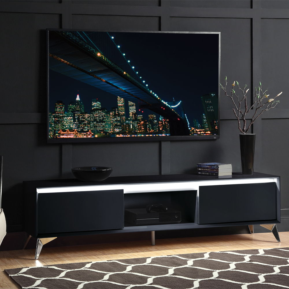 Raceloma - TV Stand - Black & Chrome