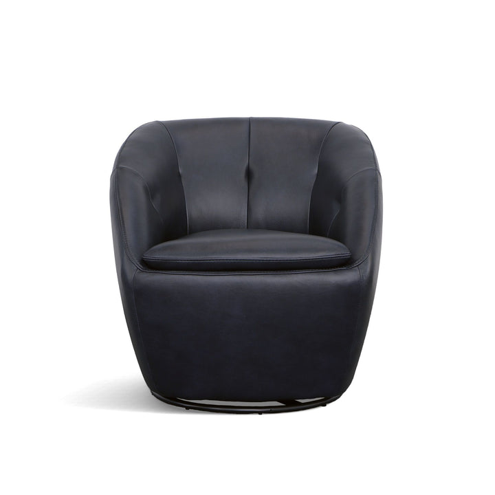 Wade Leather Swivel Chair in Midnight