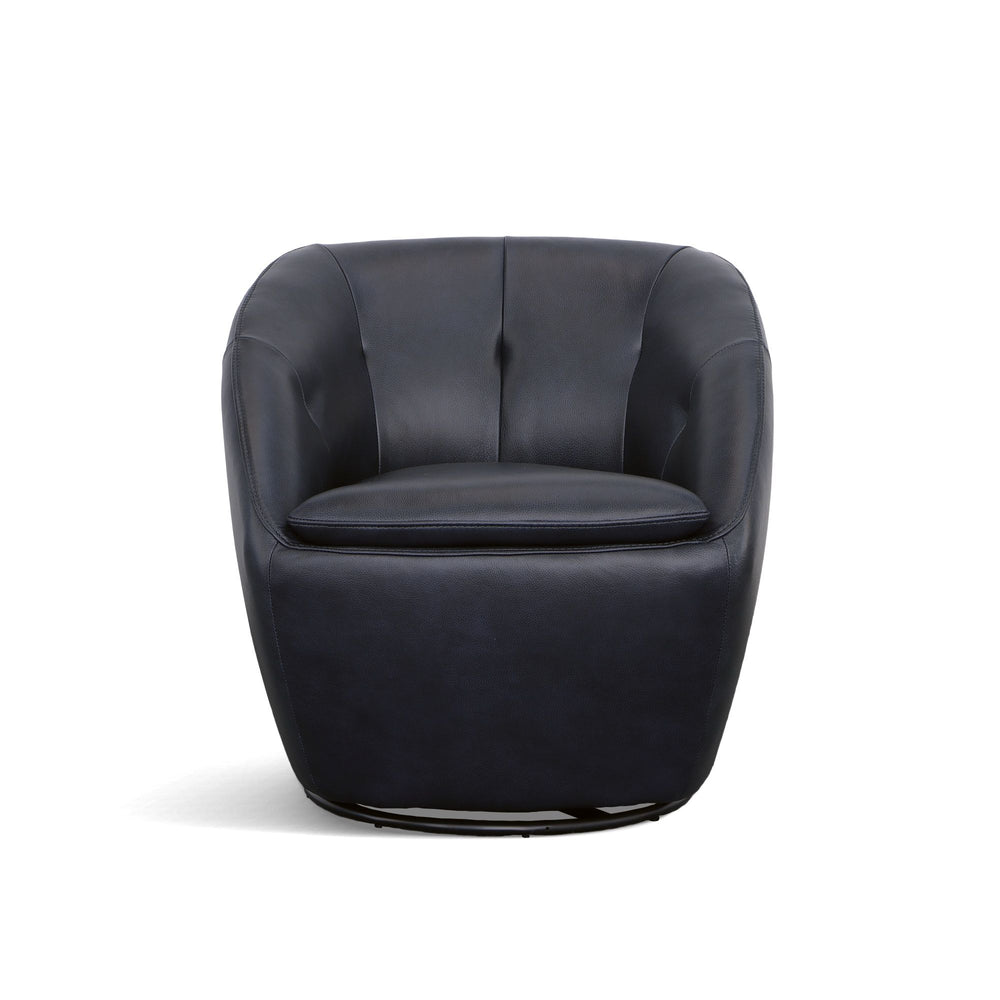 Wade Leather Swivel Chair in Midnight