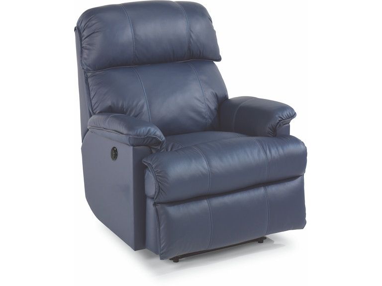 Geneva Leather Power Rocking Recliner Blue