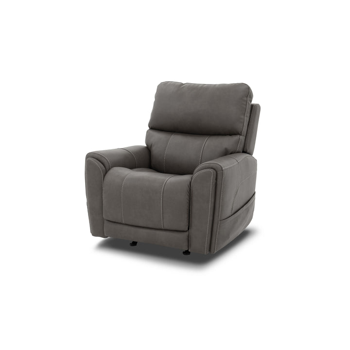 Carter Fabric Power Rocking Recliner with Power Headrest, Lumbar, Heat &amp; Massage in Smoke