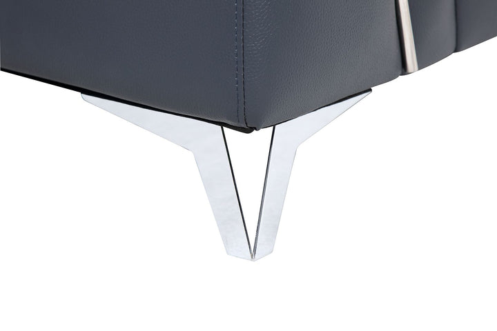 DivanItalia 727 Right Arm Facing Sectional with Adjustable Headrest in Top-Grain Italian Leather - Navy