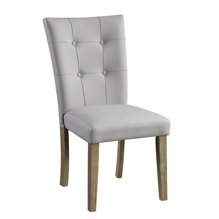 Charnell - Side Chair Set of 2) - Gray Synthetic Leather & Oak