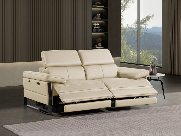 DivanItalia 1246 Top Grain Italian Leather Loveseat with Power Headrest - Beige