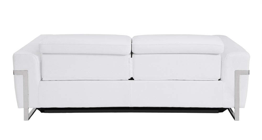 DivanItalia 990 Power Reclining Sofa with Power Headrest in Top-Grain Italian Leather - White