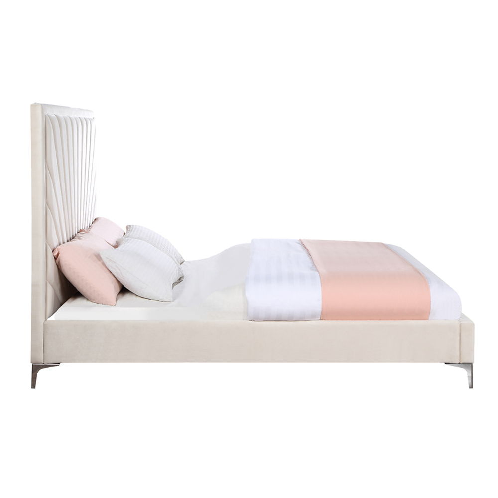 Faiz - Eastern King Bed - Beige Velvet